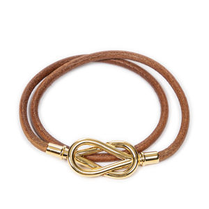 Hermes Knot Double Tour Bracalet   in Brown Calfskin Leather